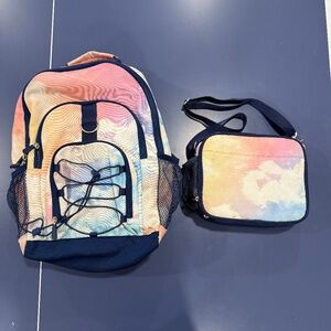 Pottery Barn Teen Gear Up Rainbow Cloud Backpack, Size Large and Lunch Box